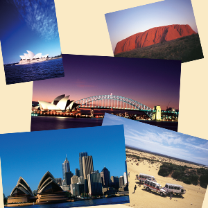 Eine Kollage australischer Ansichten